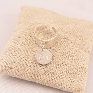 Bague Argent Ajustable Pampille à Graver