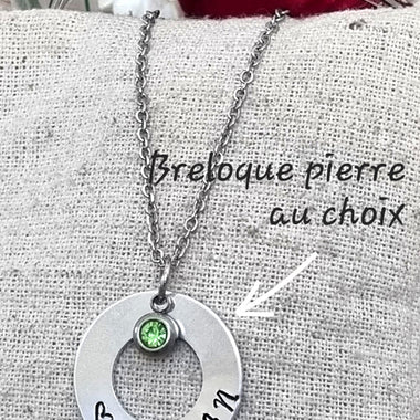 Pendentif Cible Maman & Breloque pierre Estampillé main en aluminum