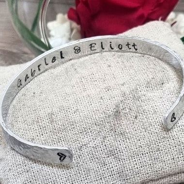 Jonc Fin Martelé & Gravure cachée Estampillé main Aluminium