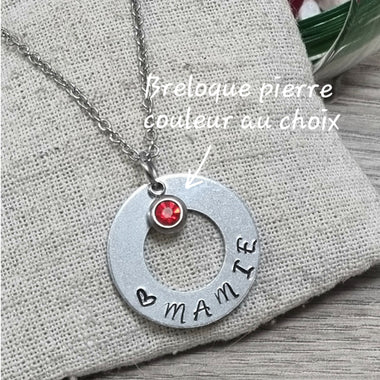 Pendentif Cible Mamie & Breloque pierre Estampillé main en aluminum