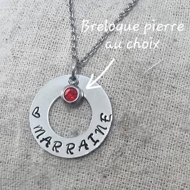 Pendentif Cible Marraine & Breloque pierre Estampillé main en aluminum
