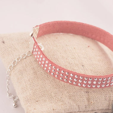 Bracelet Personnalisé Suédine Rose & Médaille Acier Gravée