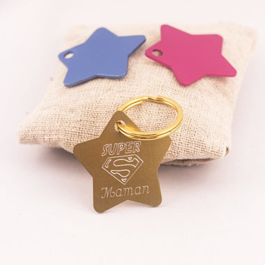 Porte-Clés Super Mamie Gravé Personnalisé Etoile