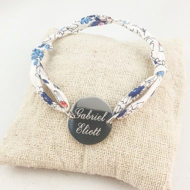Bracelet Liberty Ajustable & Jeton Acier Gravé Personnalisé