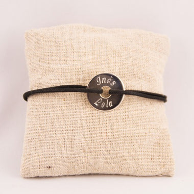 Bracelet Cordon Medaille Argent Ronde Gravée