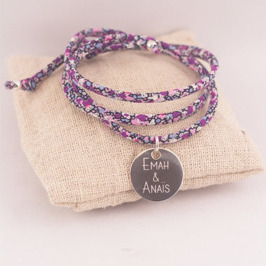 Bracelet Liberty Medaille Argent Ronde Gravée