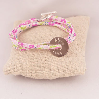 Bracelet Liberty Medaille Argent Ronde Gravée