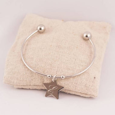 Jonc Acier & Petite Médaille Ronde Gravée Personnalisée