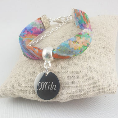 Bracelet Liberty Multicolore Personnalisé & Médaille Gravée
