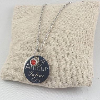 Pendentif Personnalisé Acier Rond Gravé 18mm & Breloque Etoile