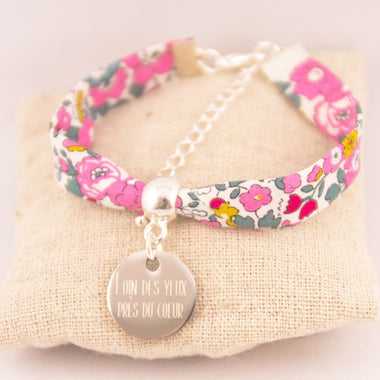 Bracelet Liberty Personnalisé Betsy Pivoine & Médaille Gravée