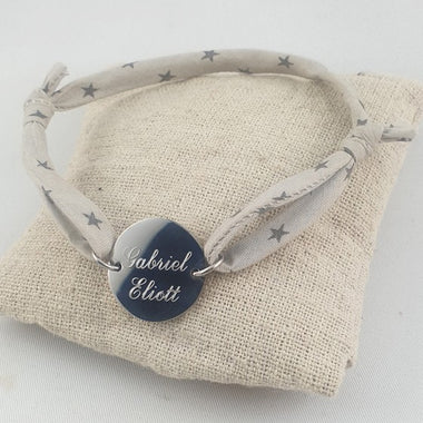 Bracelet Homme Cordon & Cible Argent Gravé