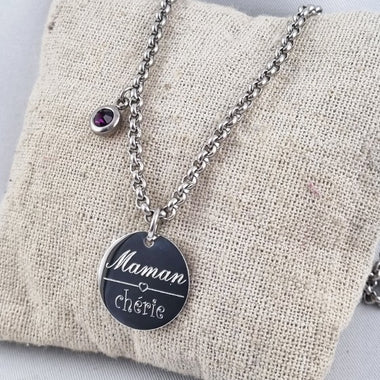 Pendentif Maman Chérie Gravé A personnaliser