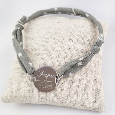 Bracelet Liberty Ajustable & Jeton Acier Gravé Personnalisé