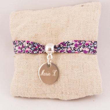 Bracelet Liberty Personnalisé Pepper Violet & Médaille Gravée