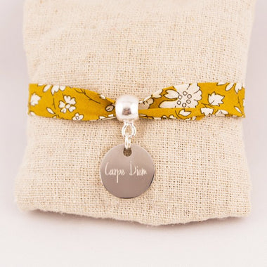 Bracelet Enfant Liberty Personnalisé Capel Ocre & Médaille Gravée
