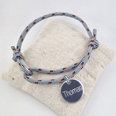 Bracelet Liberty Ajustable & Jeton Acier Gravé Personnalisé