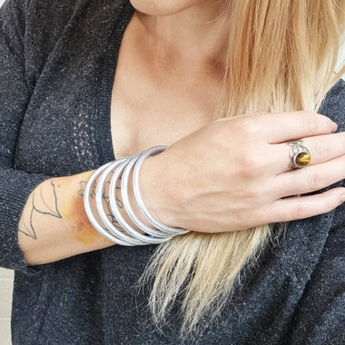 Jonc Bouddhiste Unité Argenté Mantra Qualité Supérieure