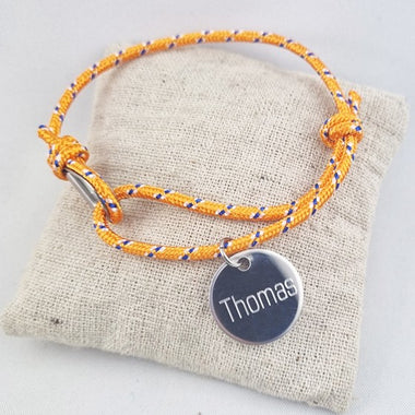 Bracelet Liberty Ajustable & Jeton Acier Gravé Personnalisé