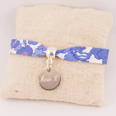 Bracelet Liberty Personnalisé Betsy Indigo & Médaille Gravée