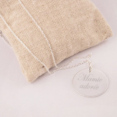 Pendentif Rond Gravé Argent 27 mm