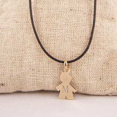 Pendentif Initiale 1 Personnage Gravé Plaqué Or 17mm