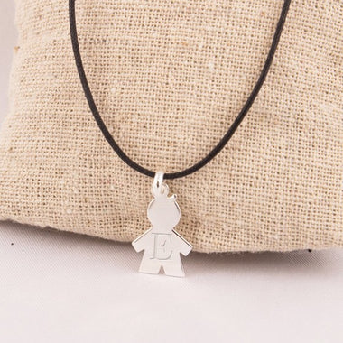 Pendentif Initiale 1 Personnage Gravé Argent 17mm