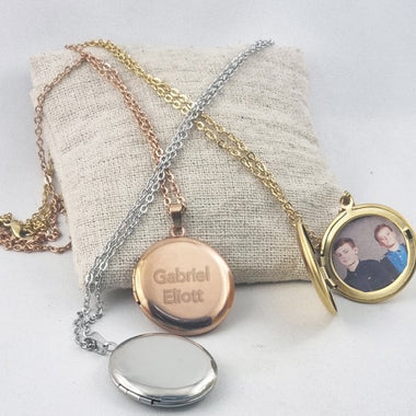 Médaillon Acier Gravé & Photo Intérieure Cachée