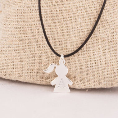 Pendentif Initiale 1 Personnage Gravé Argent 17mm