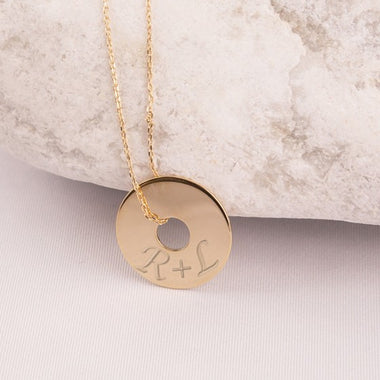 Pendentif Cible Gravé Plaqué Or 20 mm