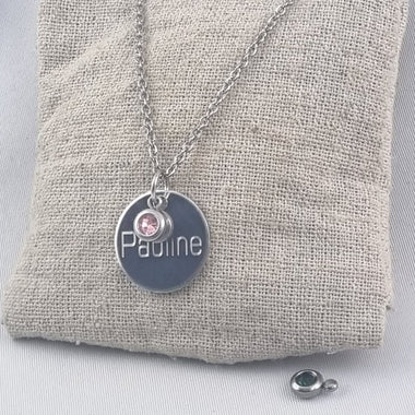 Pendentif Personnalisé Acier Rond Gravé 18mm & Breloque Etoile