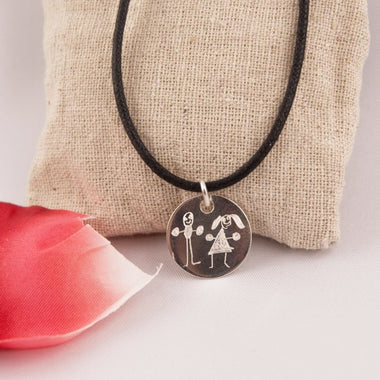 Pendentif Rond Gravé Argent 19 mm