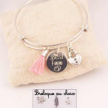 Jonc Acier Amitié Best Friend & Pompon