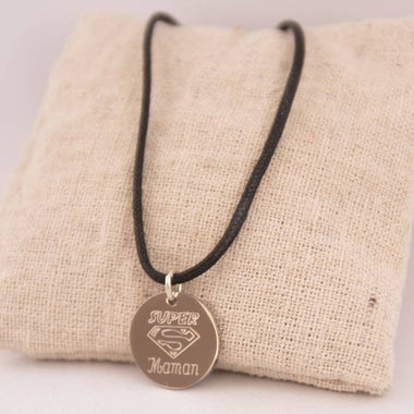 Pendentif Rond Gravé Argent 19 mm