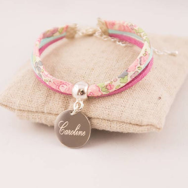 Bracelet Enfant Liberty Personnalisé Kayoko Jaune & Médaille Gravée