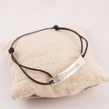 Gourmette Argent Gravée Cordon Ajustable