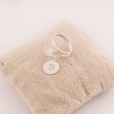 Bague Argent Moderne Ajustable Pampille à Graver
