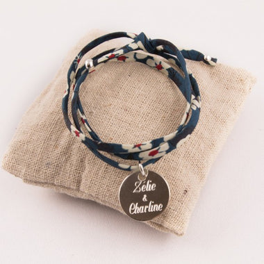 Bracelet Liberty Medaille Argent Ronde Gravée