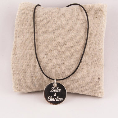 Pendentif Rond Gravé Argent 19 mm