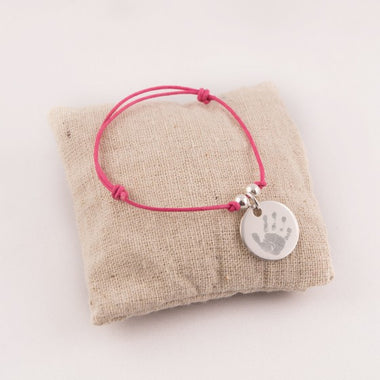 Bracelet Cordon perles et Médaille Argent gravée