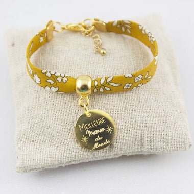 Bracelet Liberty Personnalisé Capel Ocre & Médaille Gravée