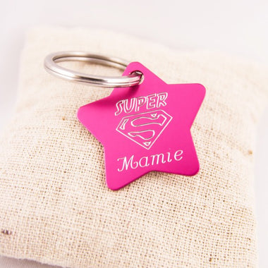 Porte-Clés Super Mamie Gravé Personnalisé Etoile