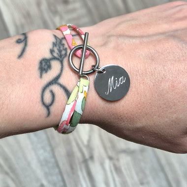 Bracelet Ajustable Liberty Médaille Acier Gravée & Fermoir T