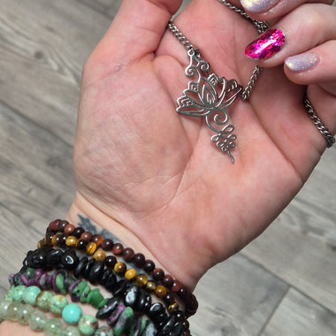 Pendentif Lotus Unalome Acier Inoxydable