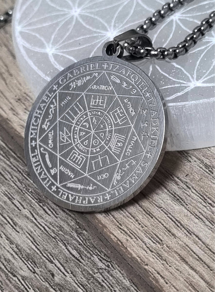 Collier Pendentif Sceau des 7 Archanges - Acier Inoxydable - Or ou Argent