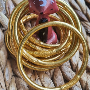 Jonc Bouddhiste Enfant Doré Mantra & Médaille Gravée Qualité Supérieure